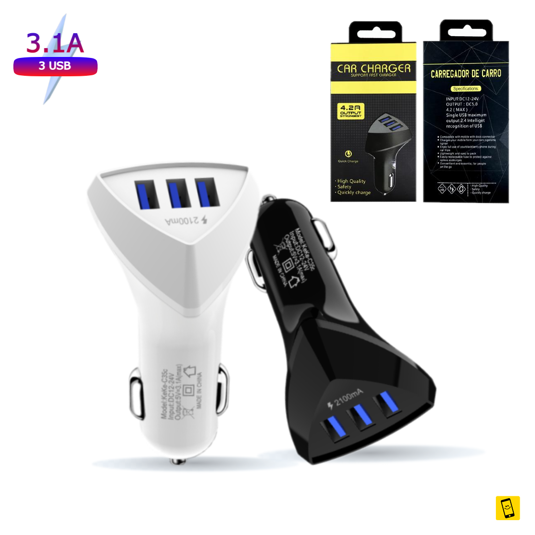 3 USB 3.1A Quick Charge Car Charger