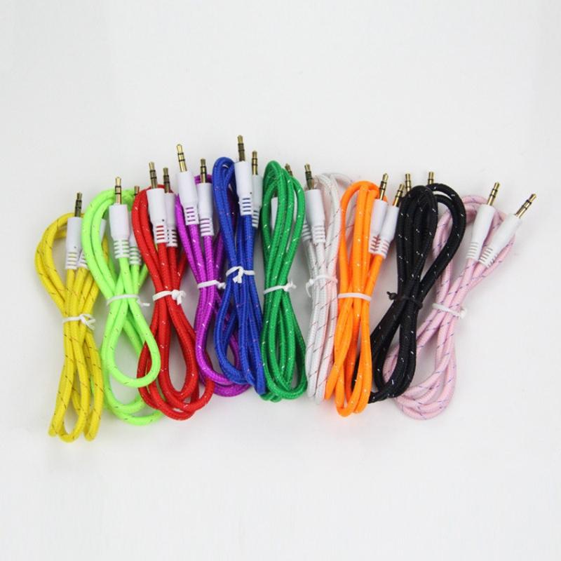 3ft Fabric braided 3.5mm Aux Auxiliary Extension Audio Cable 1m