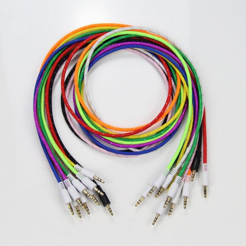 3ft Fabric braided 3.5mm Aux Auxiliary Extension Audio Cable 1m