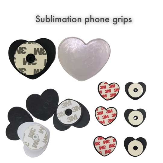 Heart Shaped Plain Blank Sublimation Phone holders with metal disc