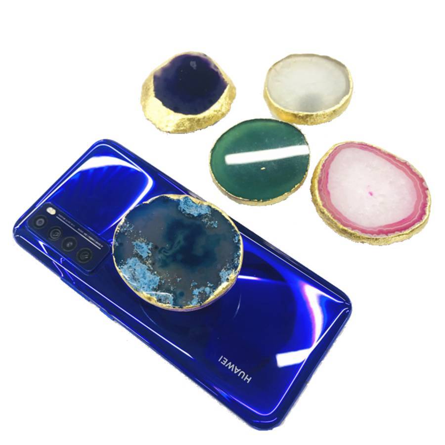 Natural Goldplated Agate Stone Phone grips