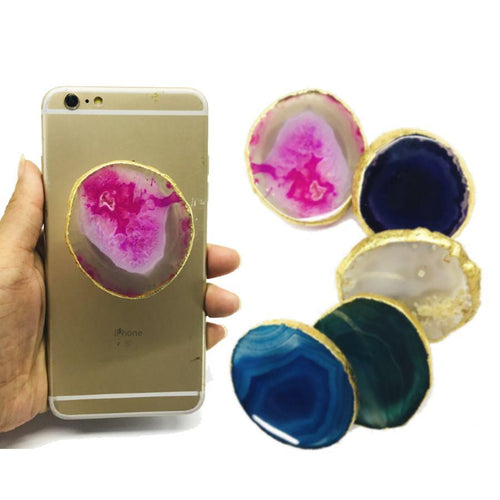 Natural Goldplated Agate Stone Phone grips