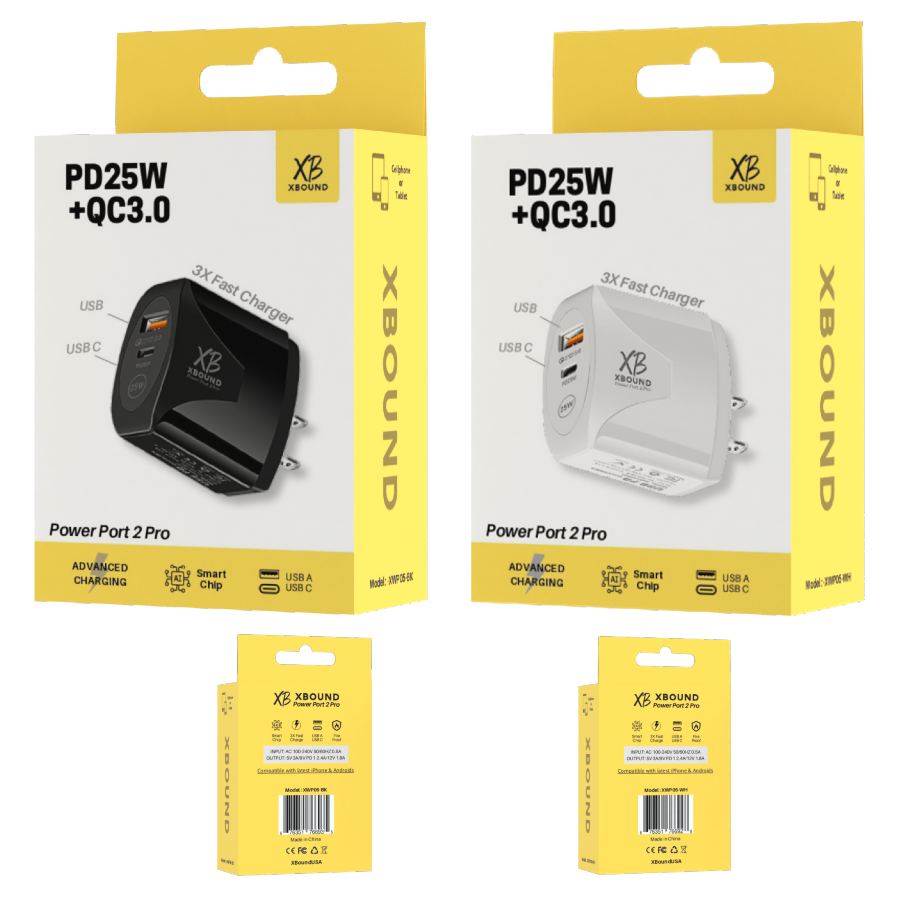 XBound PowerPro™ 25W Dual Port USB C PD Wall Charger