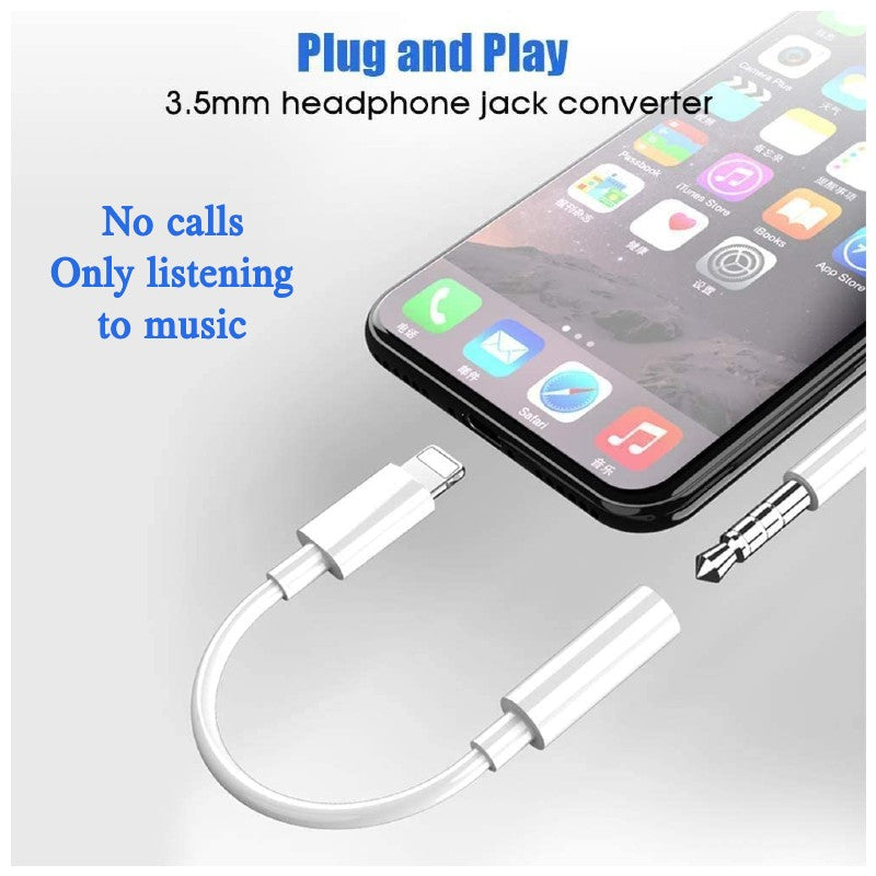 iPhone 3.5mm aux to lightning adapter (only music, no calls)