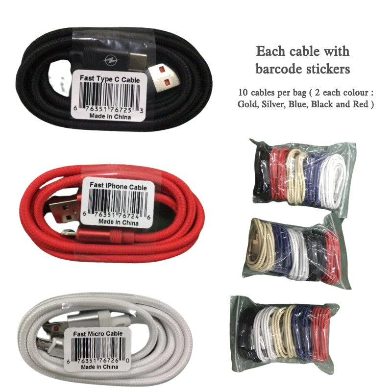 3.3feet Fast Charging Braided USB Cables