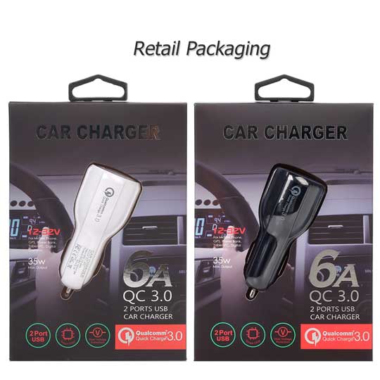 QC3.0 + 3.1A Dual USB Car Charger Plug Fast Charging