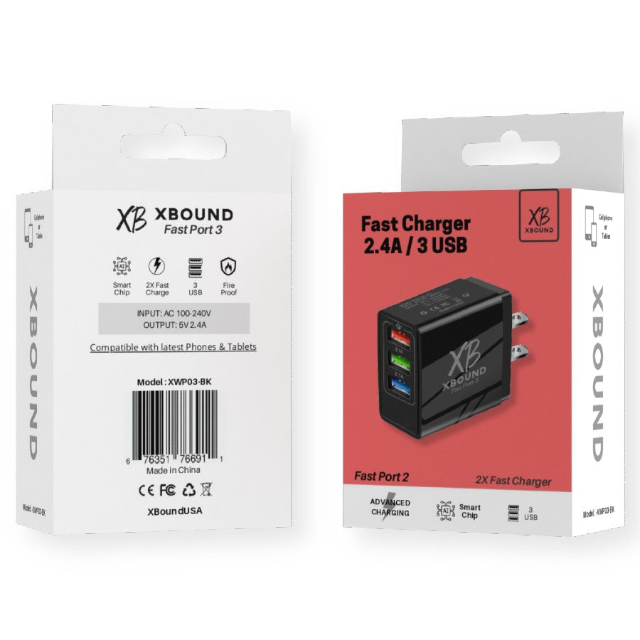 2.4A Fast Port™ 3 USB Wall Charger