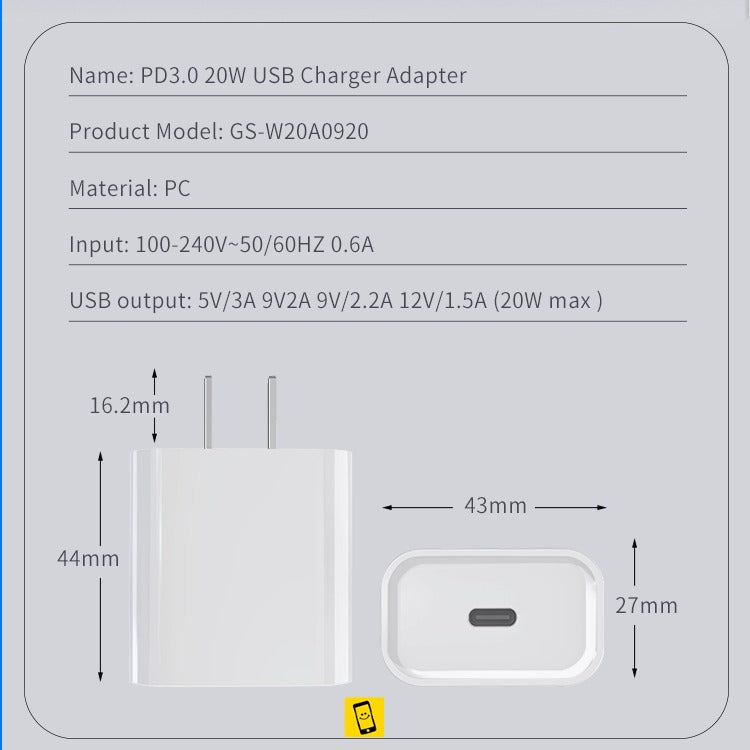 High Quality 20W PD USB C Quick Charge Wall Charger