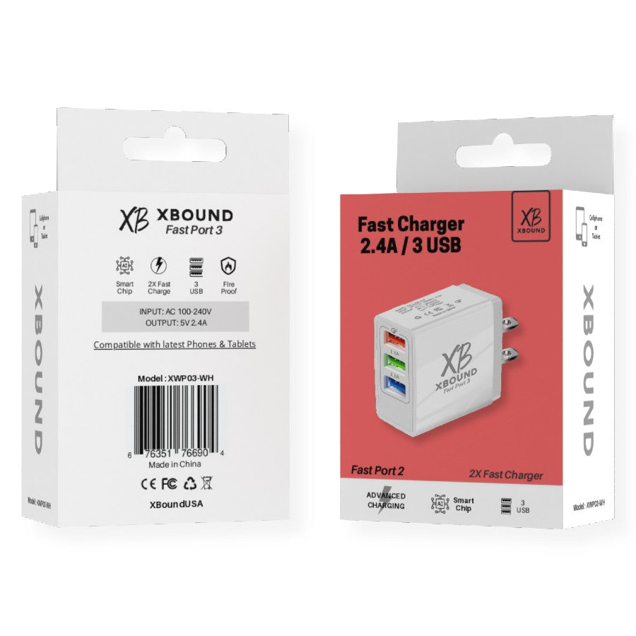 2.4A Fast Port™ 3 USB Wall Charger