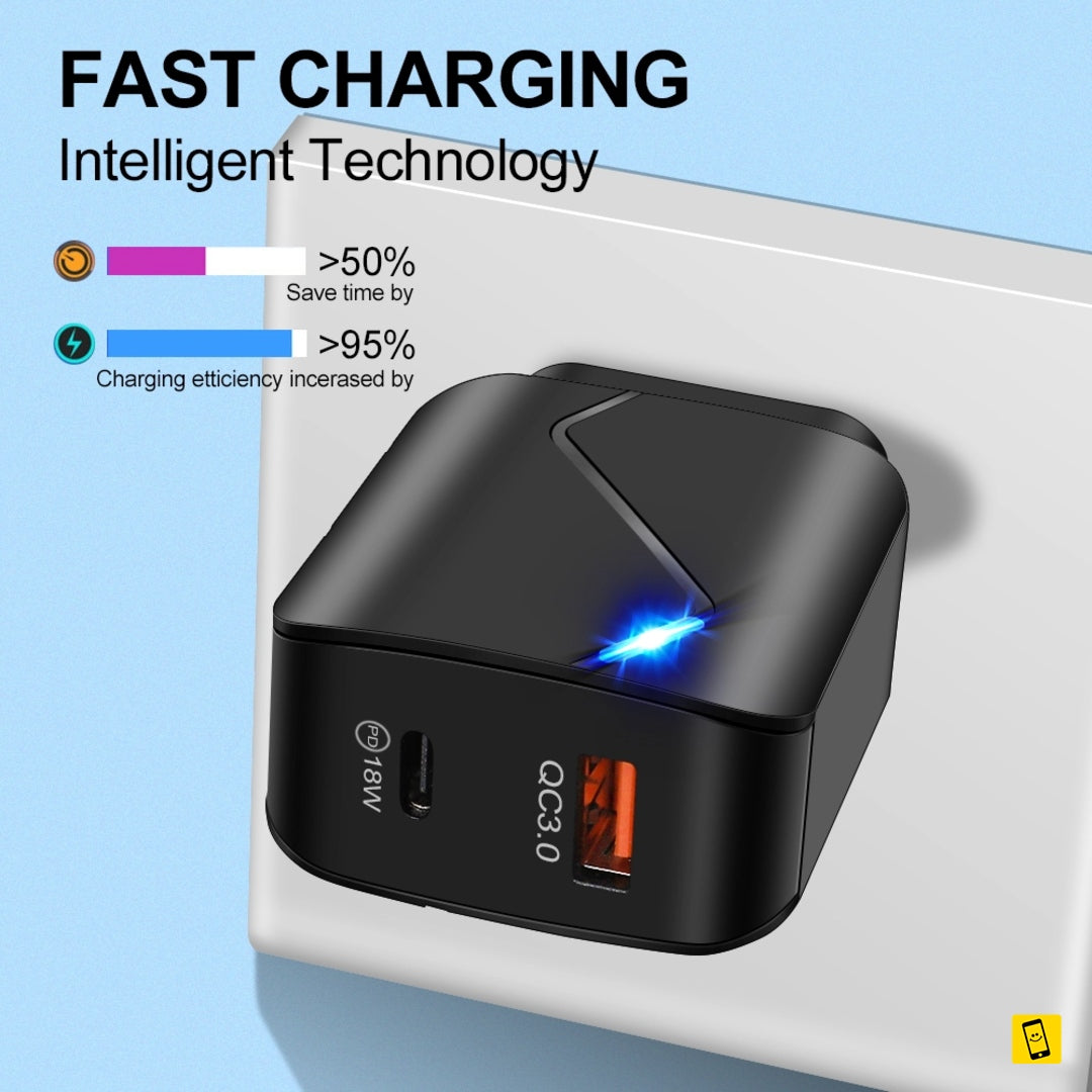 LED QC 3.0 PD 18W USB Wall Charger