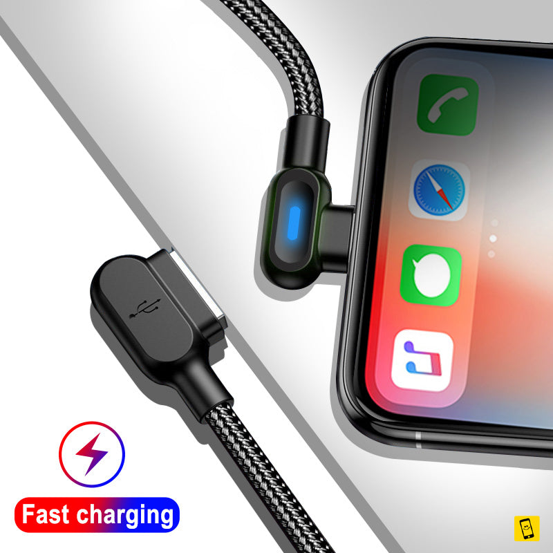 6.6ft 90 Degree Braided Cable 2.4A Fast Charging