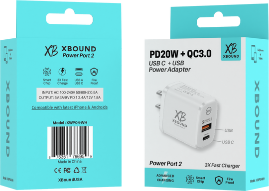 XBOUND PowerPlug™ 20W USB C PD Dual Wall Charger
