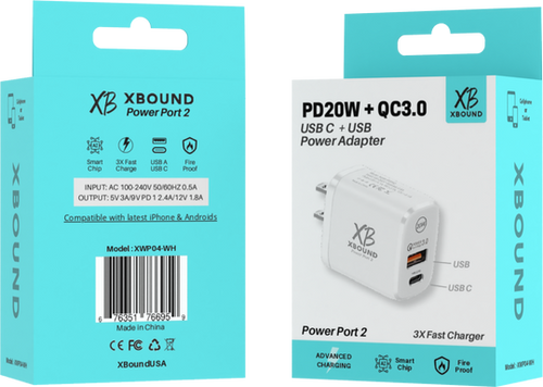 XBOUND PowerPlug™ 20W USB C PD Dual Wall Charger