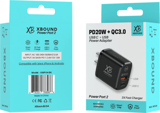 XBOUND PowerPlug™ 20W USB C PD Dual Wall Charger