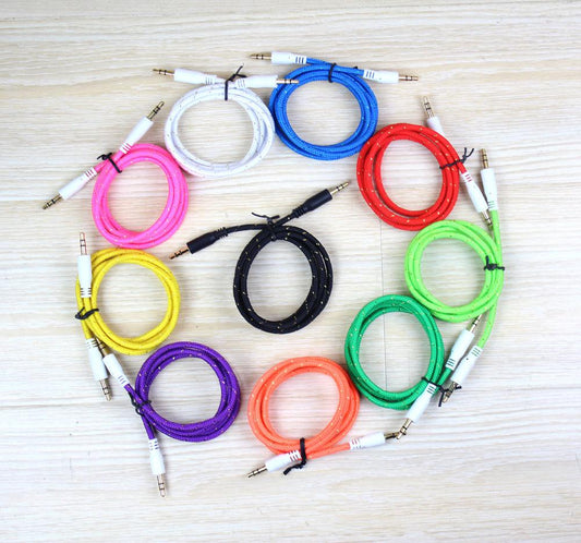 3ft Fabric braided 3.5mm Aux Auxiliary Extension Audio Cable 1m