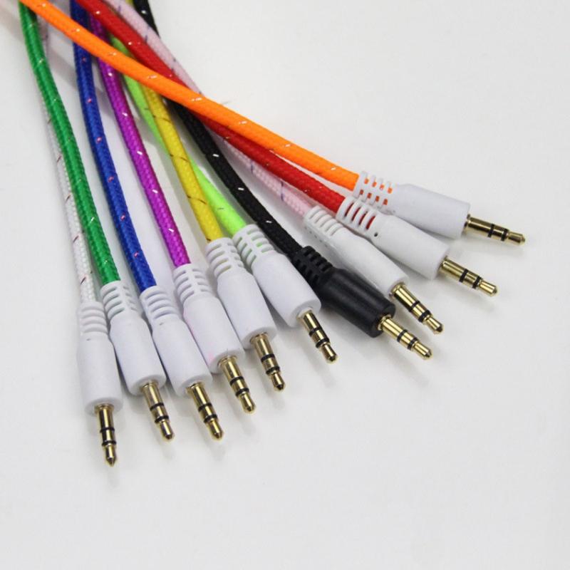 3ft Fabric braided 3.5mm Aux Auxiliary Extension Audio Cable 1m