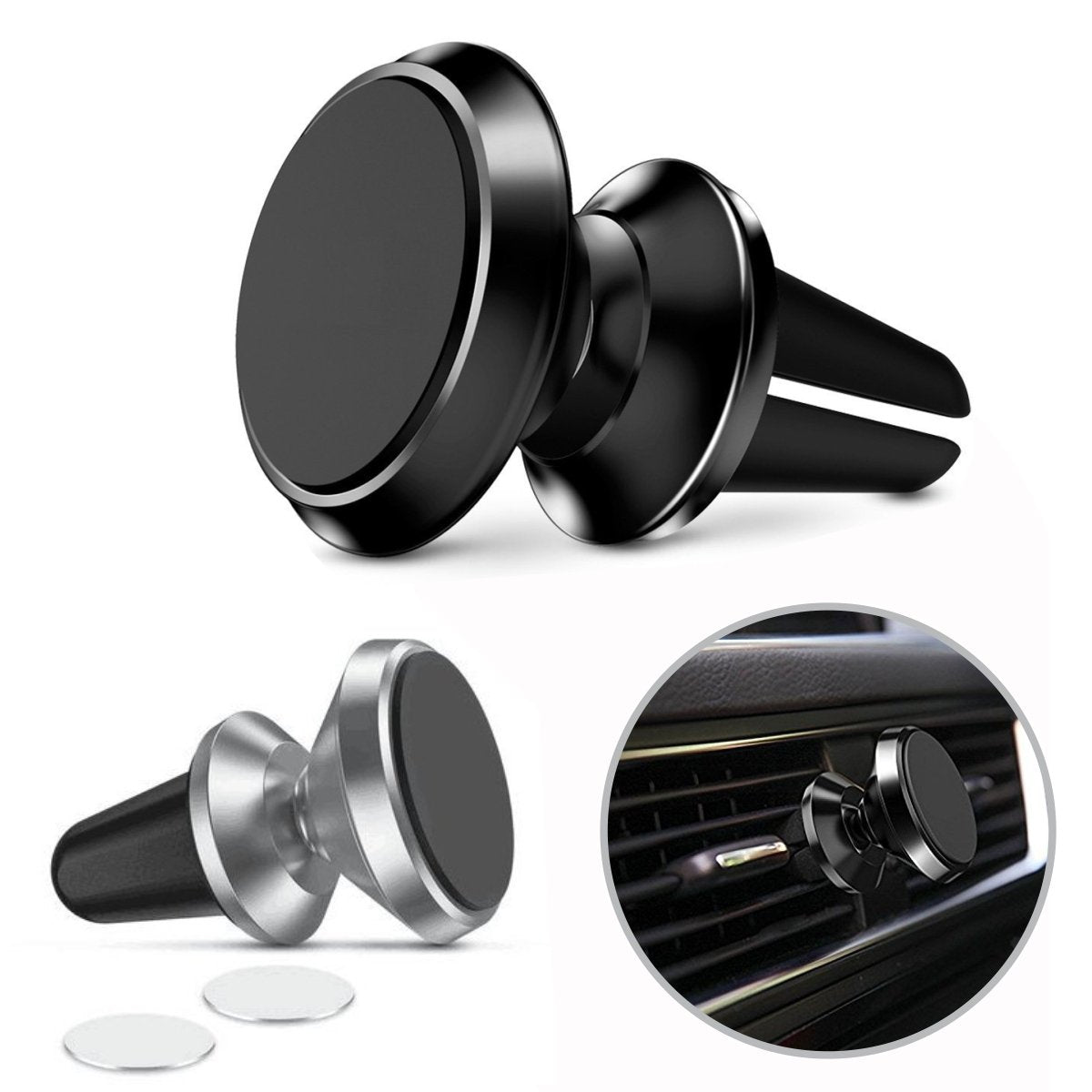 Universal Aluminum Air Vent Magnetic Car Mount Phone Holder 360 Degree Rotation For iPhone Samsung HTC LG