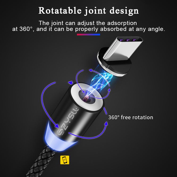3 in 1 Flexible wire Anti-winding Magnetic USB Cable