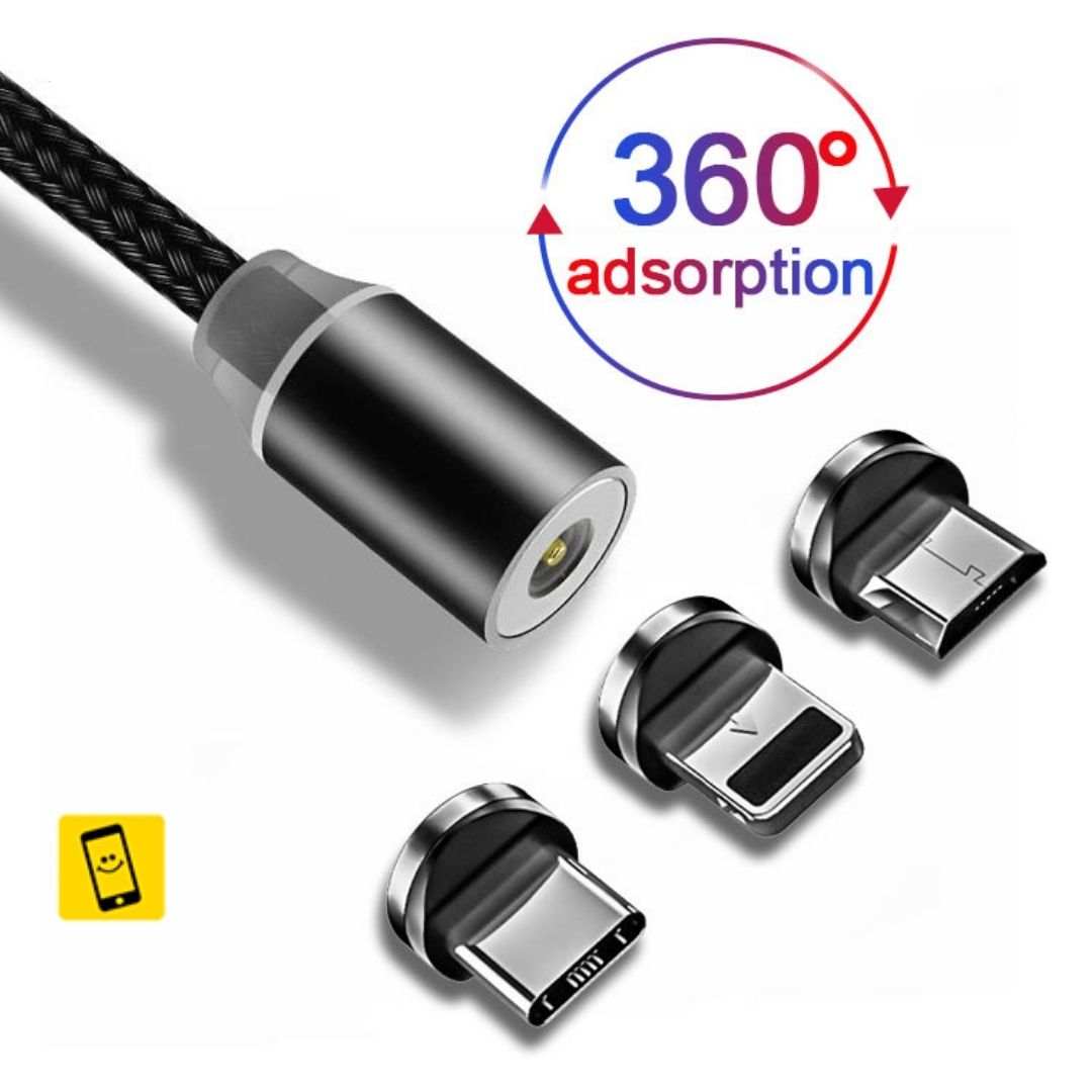 3 in 1 Flexible wire Anti-winding Magnetic USB Cable