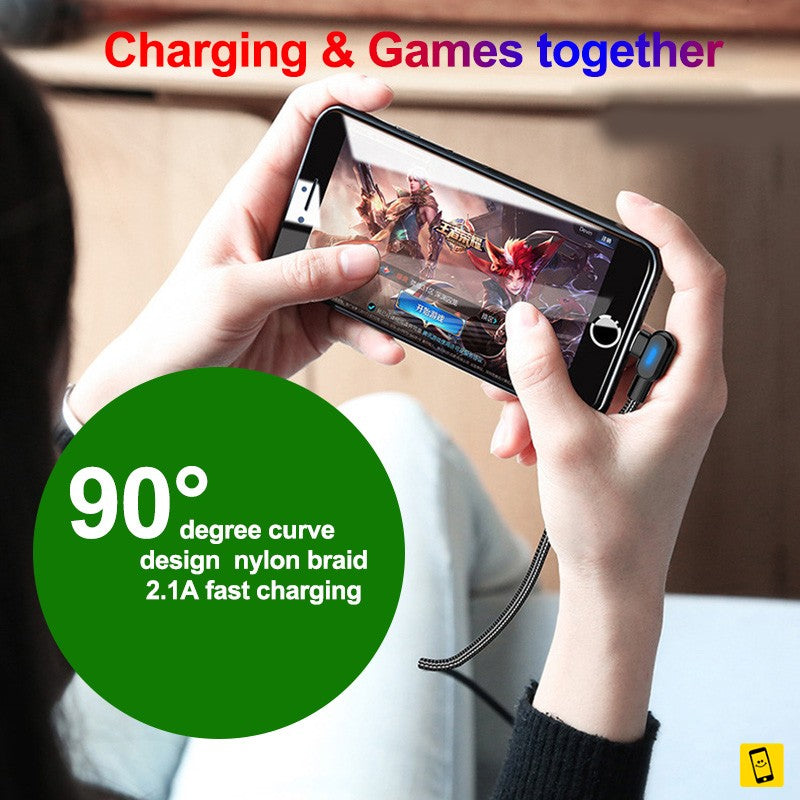 6.6ft 90 Degree Braided Cable 2.4A Fast Charging