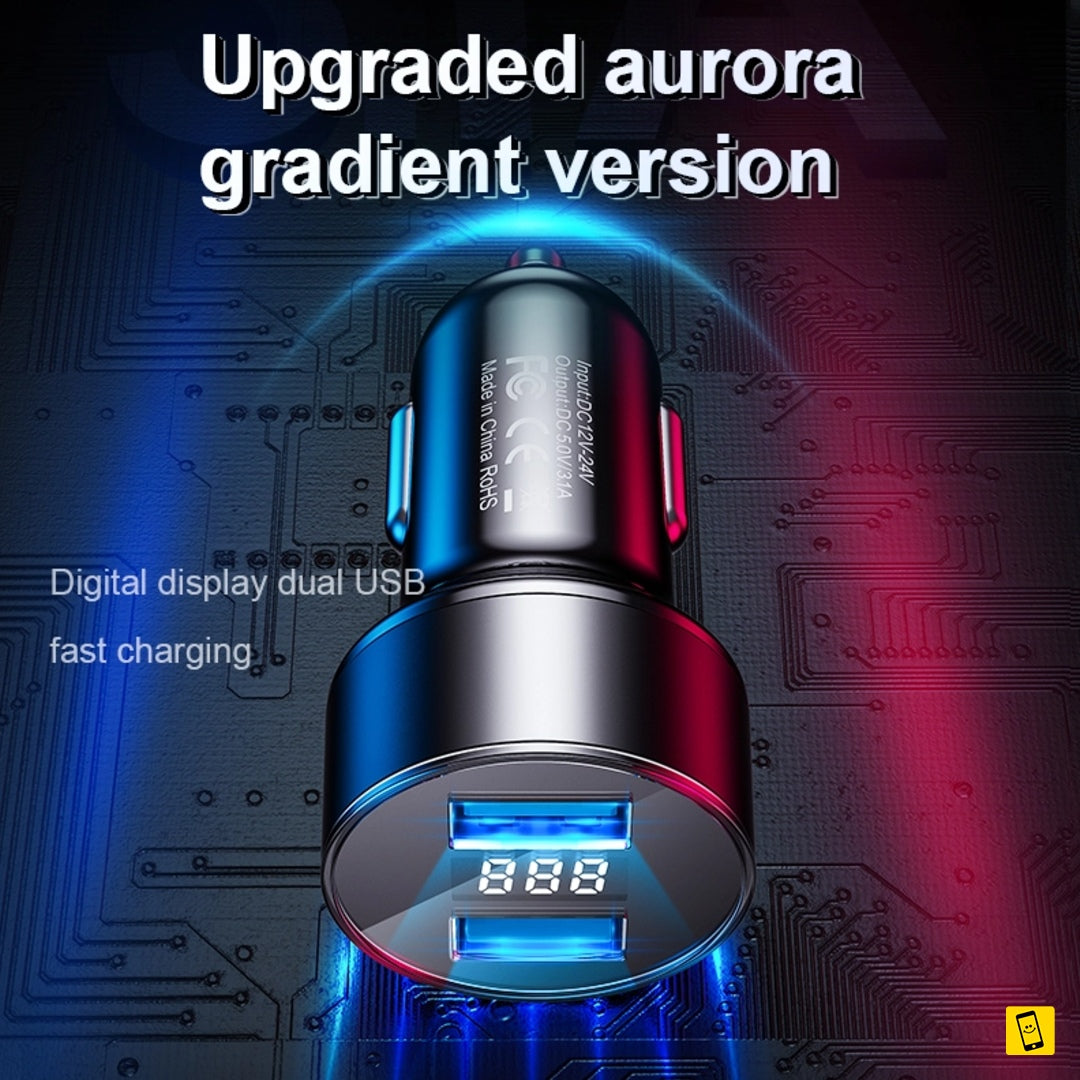 2 USB with LED Display Powerful 3.1A Car Charger