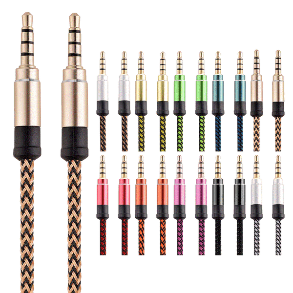 4ft(1.5M) Long 3.5mm Braided Aux Audio Music cable Metal Connector