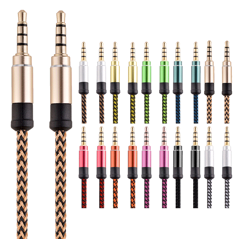 4ft(1.5M) Long 3.5mm Braided Aux Audio Music cable Metal Connector