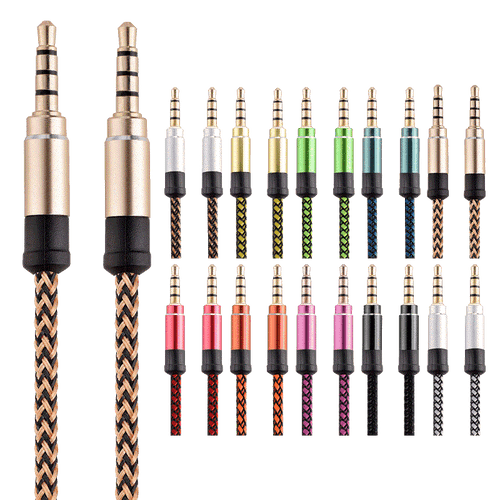 4ft(1.5M) Long 3.5mm Braided Aux Audio Music cable Metal Connector