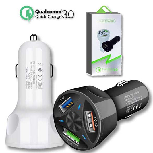 35W 7A QC3.0 Fast Charging 3 USB ports Car Charger Plug