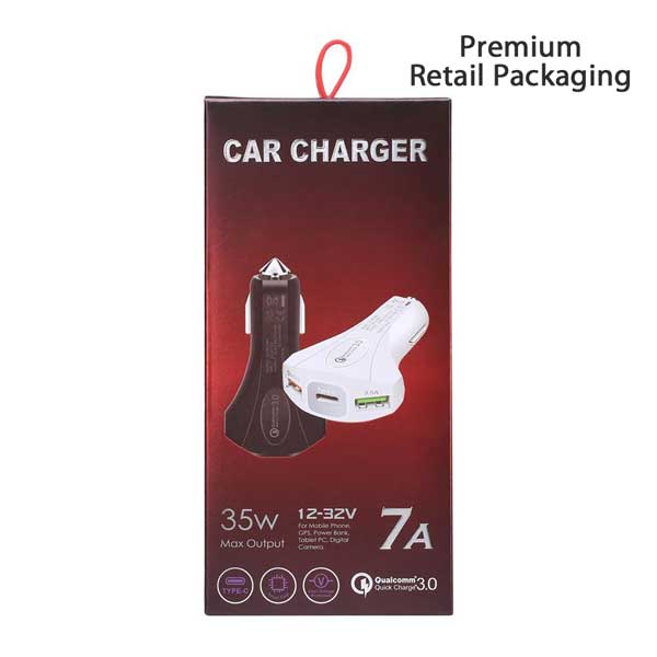 3 Port USB Car Charger QC 3.0 PD Type C Fast Charger 3.5A [PREMIUM AA+]