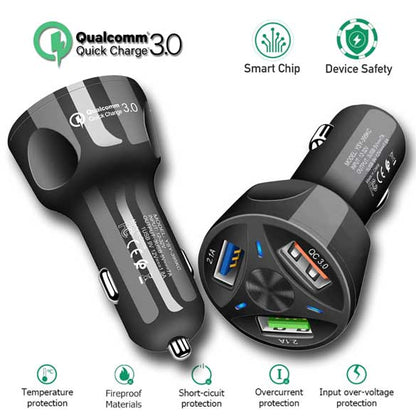 35W 7A QC3.0 Fast Charging 3 USB ports Car Charger Plug