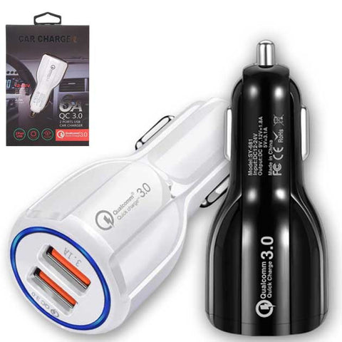 QC3.0 + 3.1A Dual USB Car Charger Plug Fast Charging