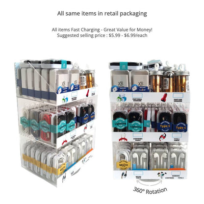 Phone Accessories Display Counter Top ( 90 items ) Fast Charging