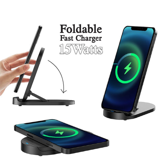 Foldable 15W QC3.0 Fast Wireless Charger [ Double Coil ]
