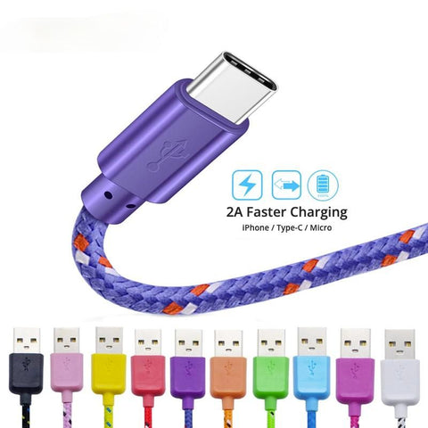 2A Fast Charging 3ft Nylon Braided USB Cable