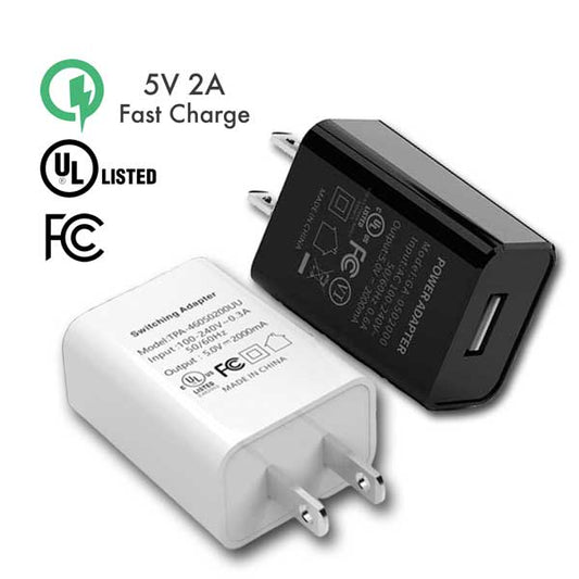 2A 5V UL FCC Certified Universal USB Wall Adapter Fast Charger