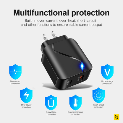 LED QC 3.0 PD 18W USB Wall Charger