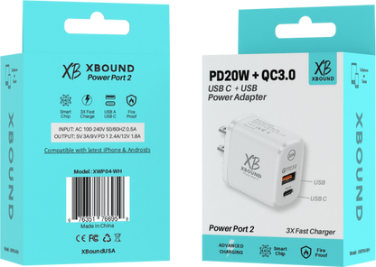 XBOUND PowerPlug™ 20W USB C PD Dual Wall Charger