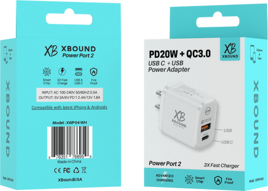 XBOUND PowerPlug™ 20W USB C PD Dual Wall Charger