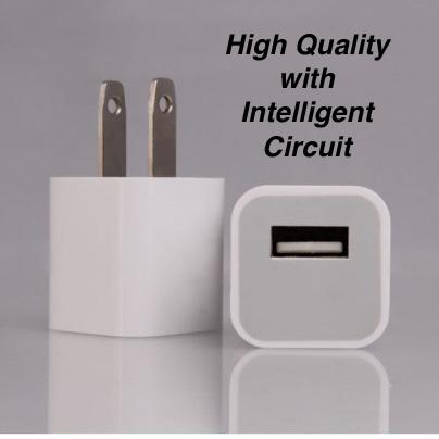High Quality 5V 1A Wall charger adapter for iPhone [Intelligent Circuit and overcharge protection]