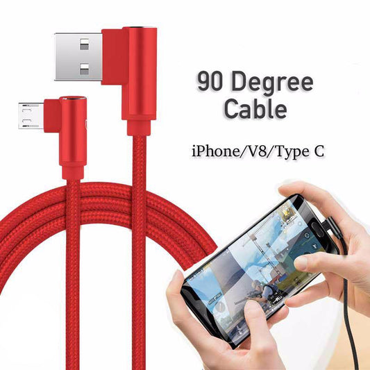 10Foot 90 Degree 2A Nylon Braided USB Cable [ Fast Charging ]