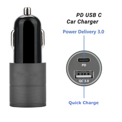 36W PD USB C Car Charger Dual Port