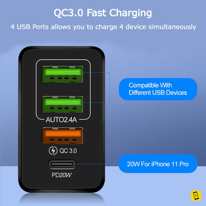 QC3.0 PD 20W Dual USB Wall Charger