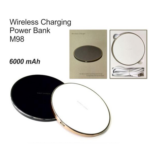 Qi Ti 5V 1A Wireless Charging Powerbank M98 6000Mah PU Leather