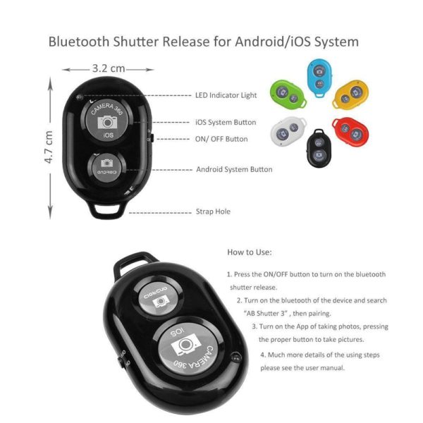 Wireless Bluetooth remote camera shutter button for iPhone android