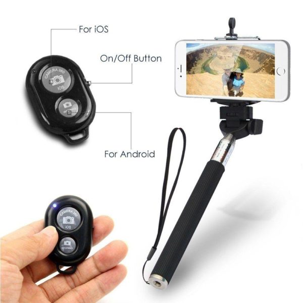Selfie stick bluetooth wireless remote button camera shutter for iPhone android